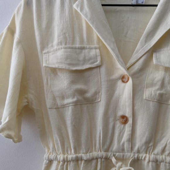 NWOT Princess Polly Linen-blend button up Romper - Picture 2 of 4